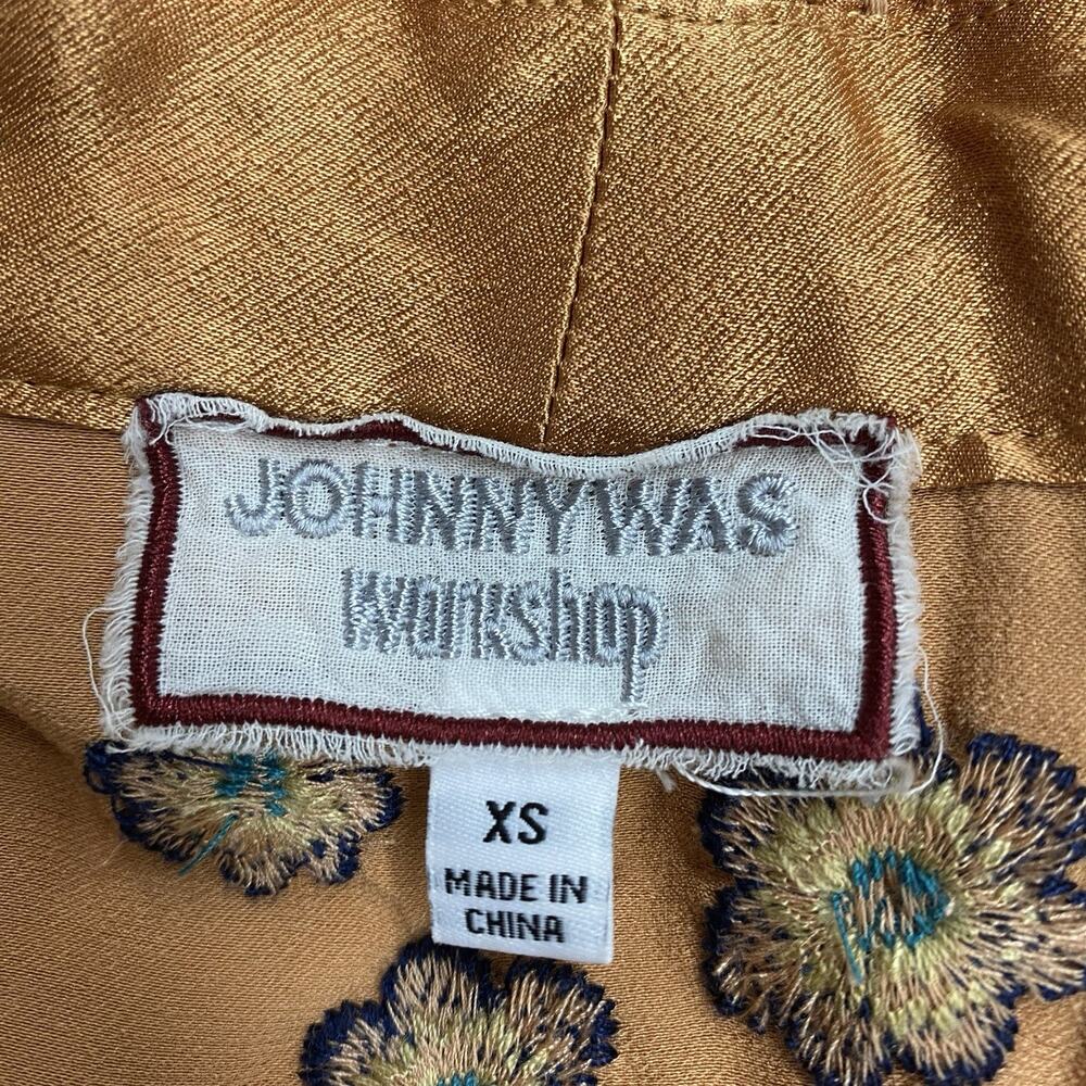 Johnny Was Workshop Embroidered 2 Pc Silk Blend Kimono Jacket Wide Leg Pant Set - Picture 15 of 16
